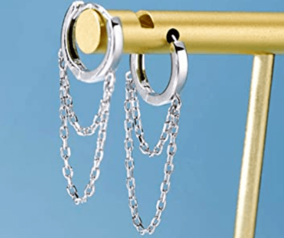 Tassel Chain Drop Dangle Small Hoop Earrings