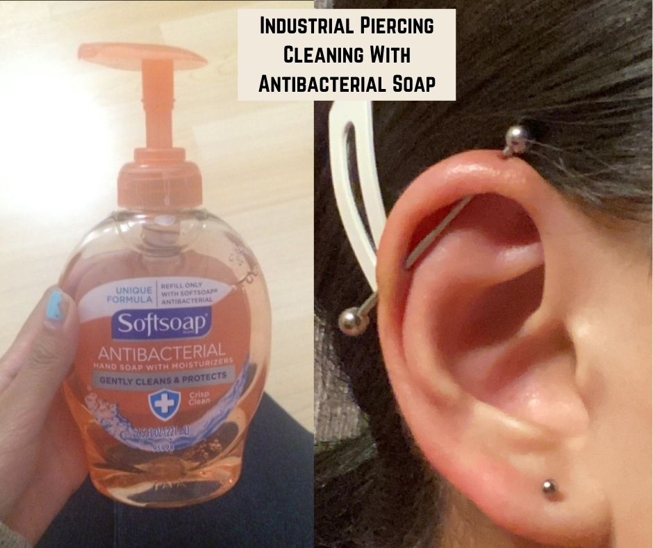 Industrial Piercing Cleaning With Antibacterial Soap