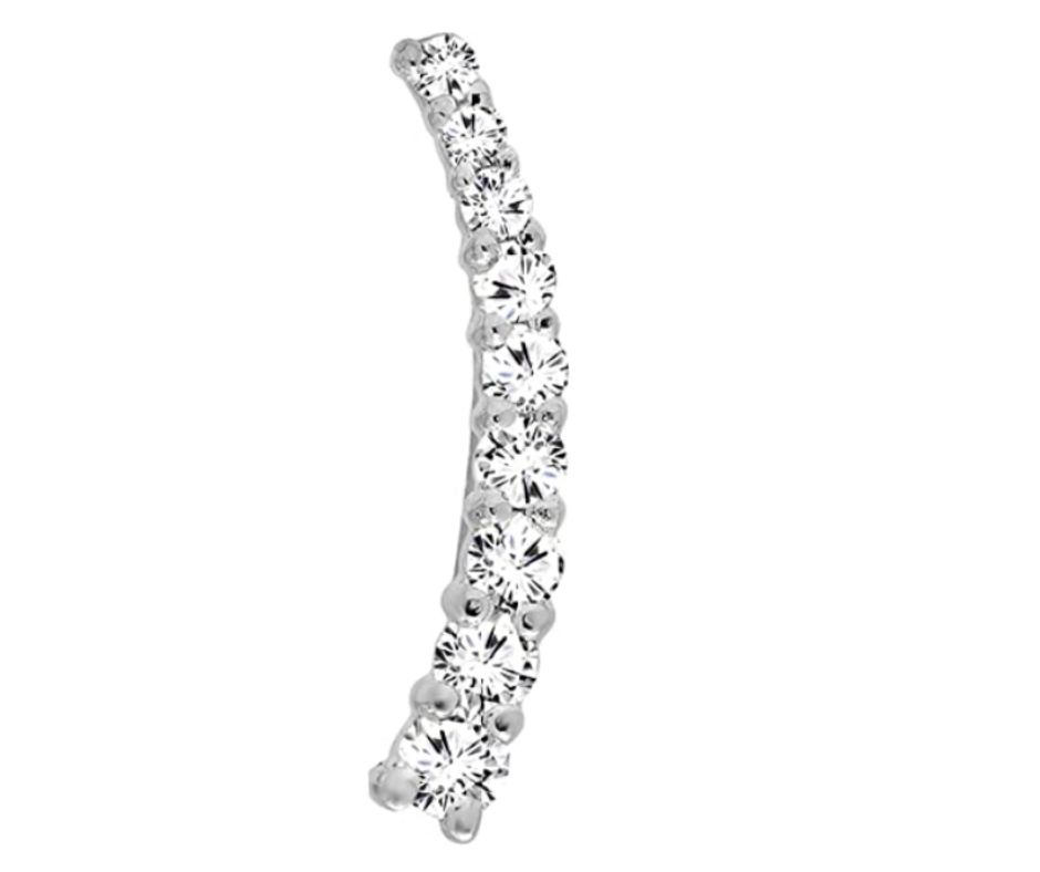 Dazzling Rock Collection Round White Diamond Ladies Ear Cuff Crawler Climber Earring