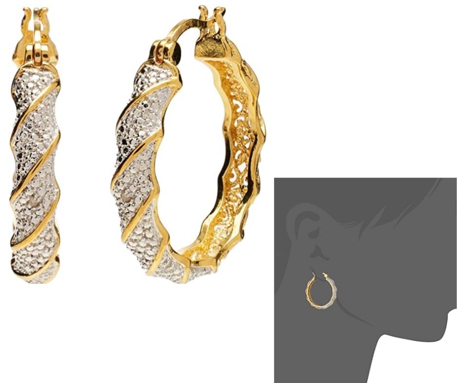 Amazon Collection Plated Bronze Diamond Accent Twisted Hoop Earrings