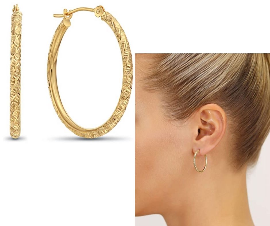 14k Gold Hand Engraved Earrings