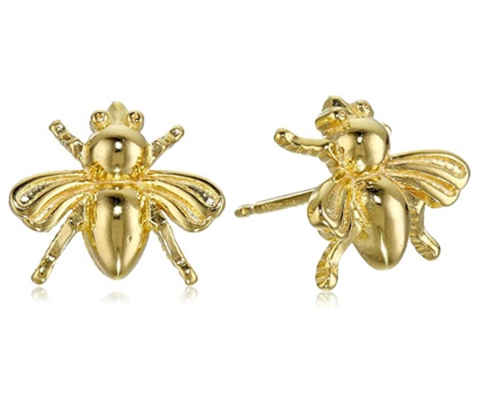 Gold Plated Sterling Silver Bumblebee Stud Earrings
