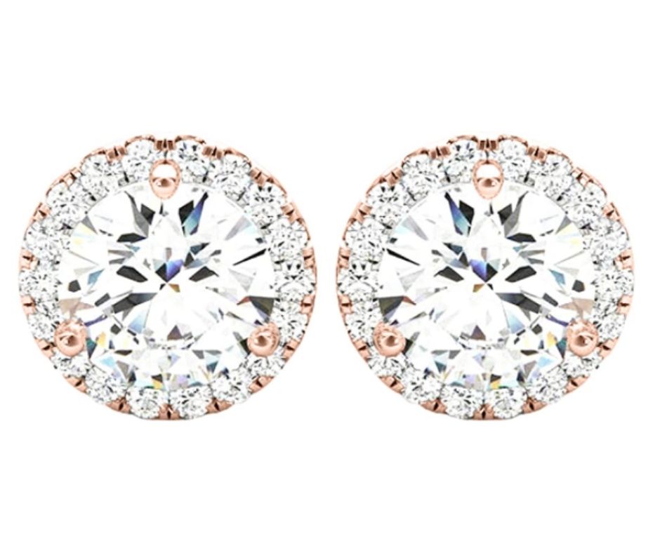 1-5 Carat Round Halo Diamond Earrings