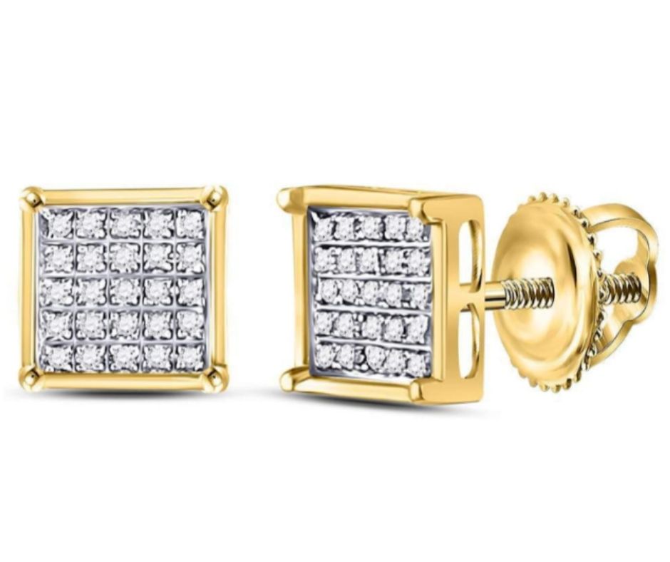 Sonia jewels Unisex Round Diamond Square Cluster Stud Earrings
