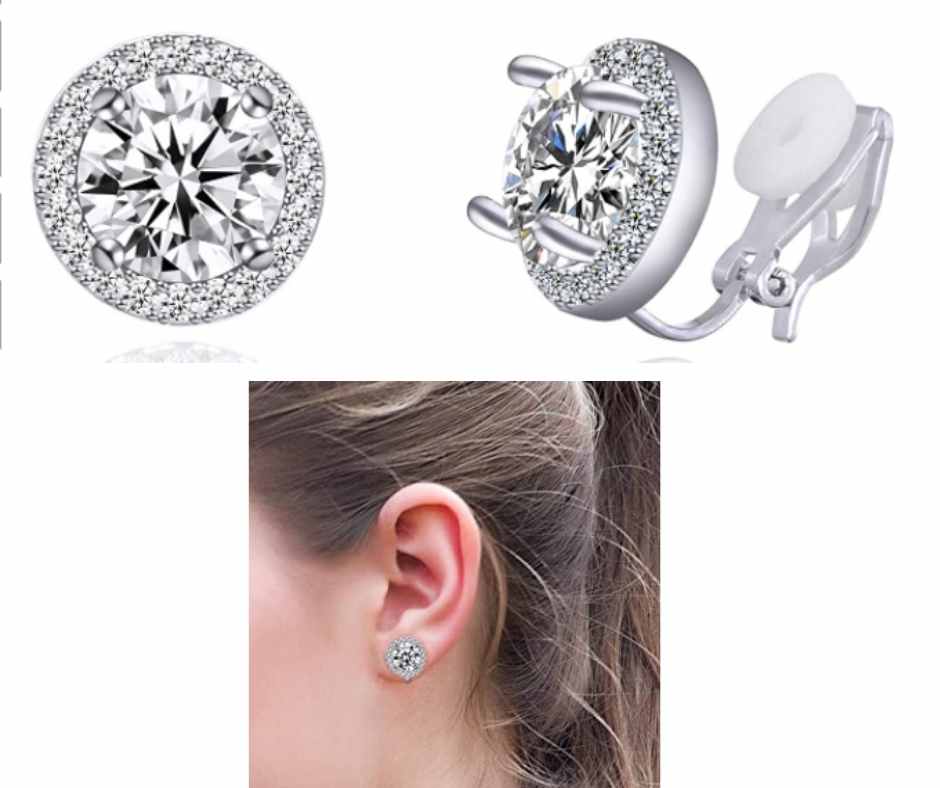 Crystal Non-Pierced Diamond Clip-On Earrings for Women