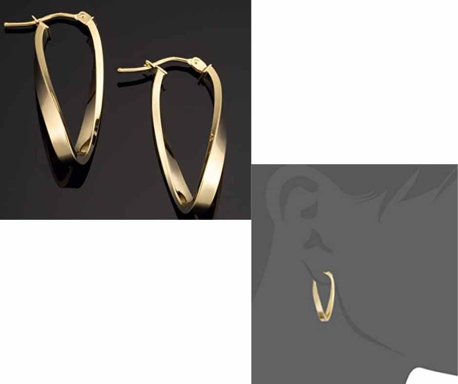 Rose Gold Polished Finish Twist Oval Hoop Earrings