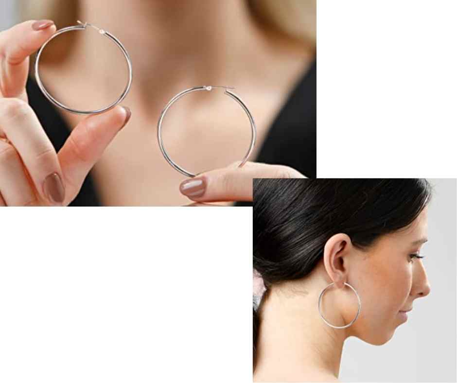 White Gold Click-Top Round Hoop Earrings