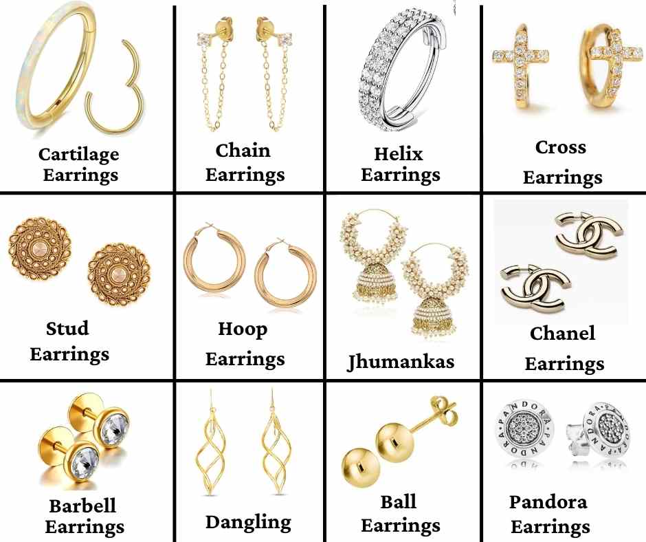 types of earrings with names